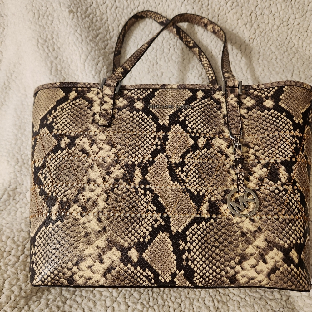 Michael Kors Brown and Black Snakeskin Tote